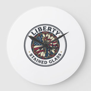 Liberty Stained Glass Patriotic Patriotic Stained Large Clock