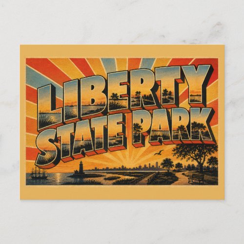 Liberty State Park New Jersey Harbor Wetlands Art Postcard