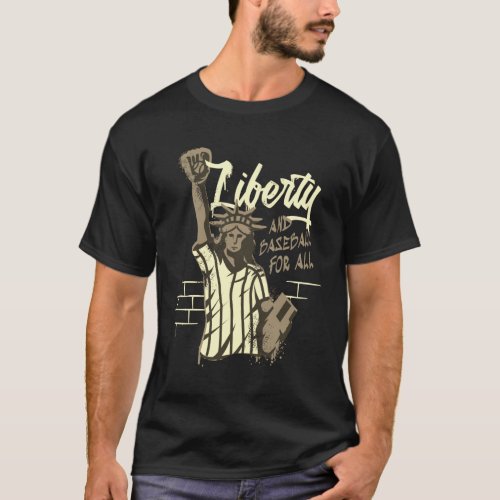 Liberty statue graffiti baseball t_shirt