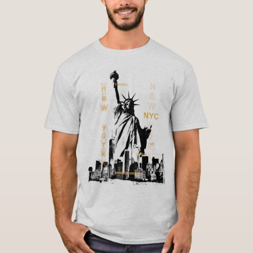 Liberty Statue New York Nyc Mens Ash Grey T_Shirt