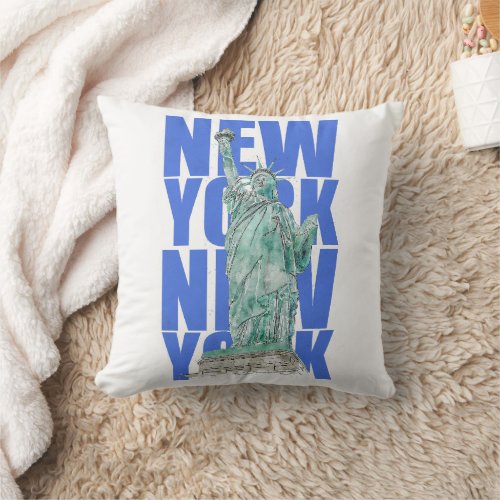Liberty Statue New York Throw Pillow