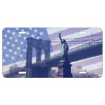Liberty Statue Usa Flag And Brooklyn Bridge License Plate at Zazzle