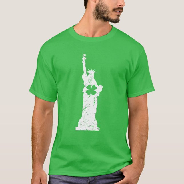 Liberty Status Clover Leaf Pajama St Patricks Day T-Shirt (Front)