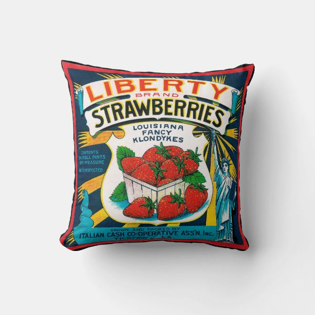 Liberty Strawberries Throw Pillow (Front)