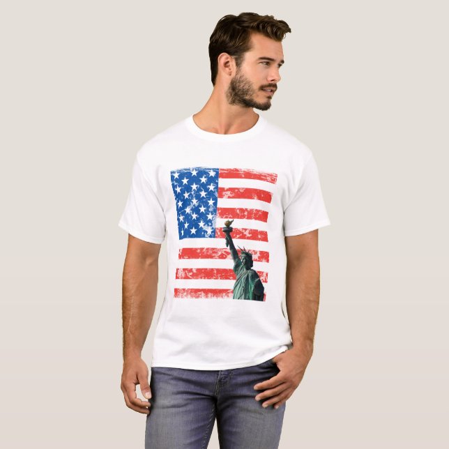 Liberty T-shirt with stars and stripes background (Front Full)