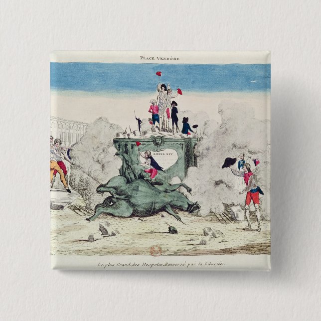 Liberty toppling the statue of the Greatest Button (Front)