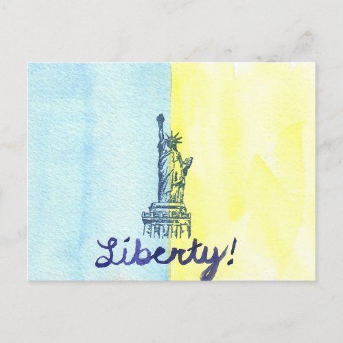 Liberty Ukrainian Flag Postcard