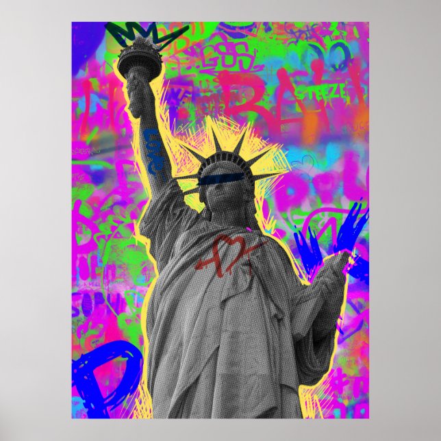 Liberty Unchained Neon Graffiti Poster (Front)