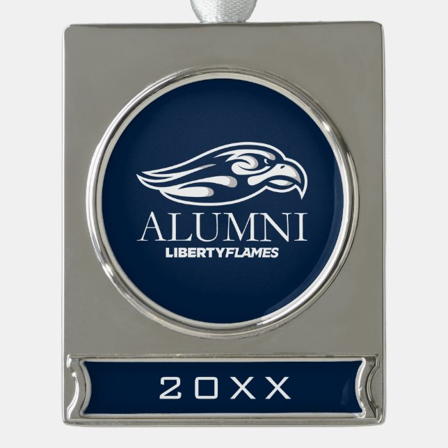 Liberty University Alumni Silver Plated Banner Ornament (Front)