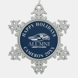 Liberty University Alumni Snowflake Pewter Christmas Ornament