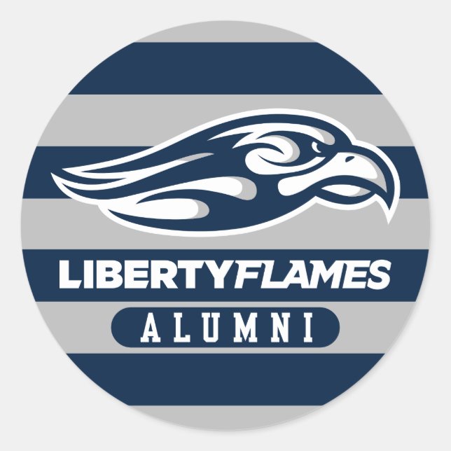 Liberty University Alumni Stripes Classic Round Sticker (Front)