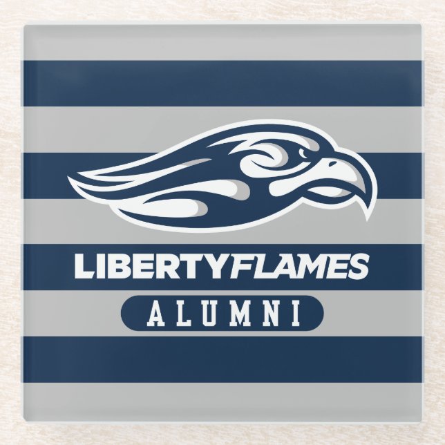 Liberty University Alumni Stripes Glass Coaster (Front)