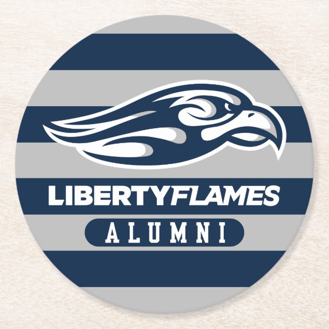 Liberty University Alumni Stripes Round Paper Coaster (Front)