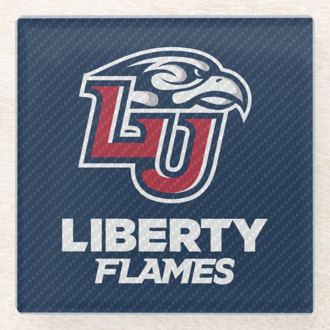 Liberty University Carbon Fiber Pattern Glass Coaster (Front)