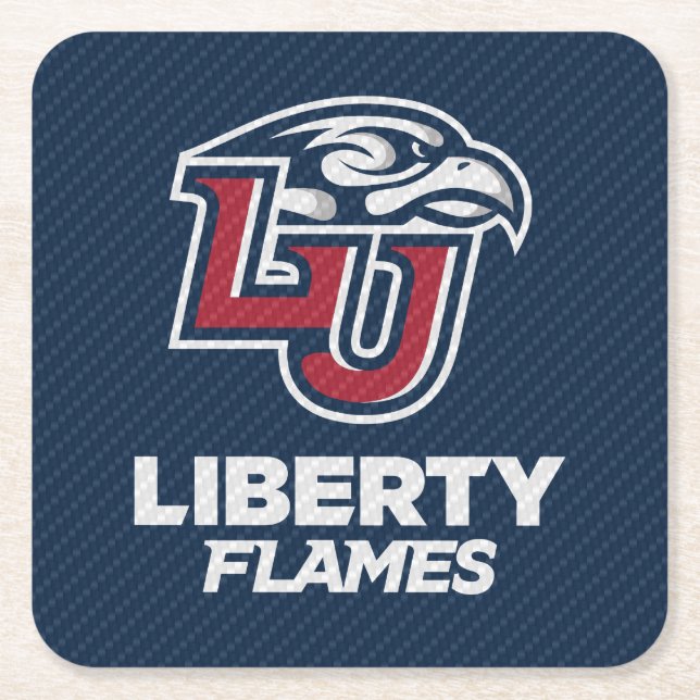Liberty University Carbon Fiber Pattern Square Paper Coaster (Front)