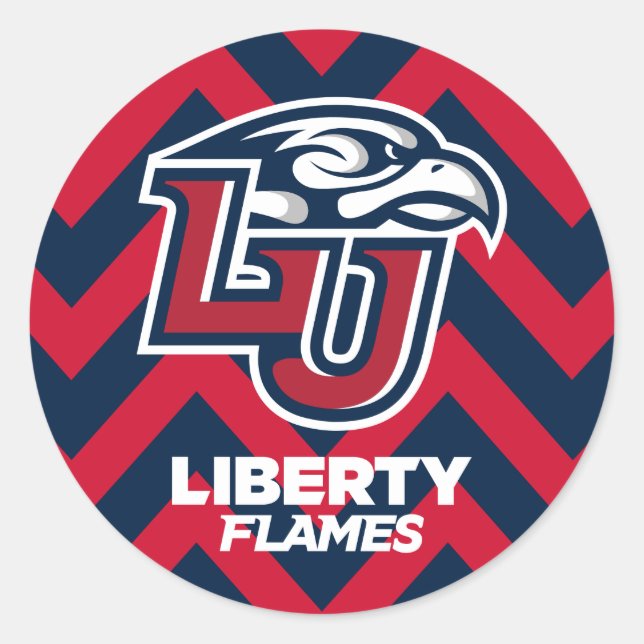 Liberty University Chevron Pattern Classic Round Sticker (Front)