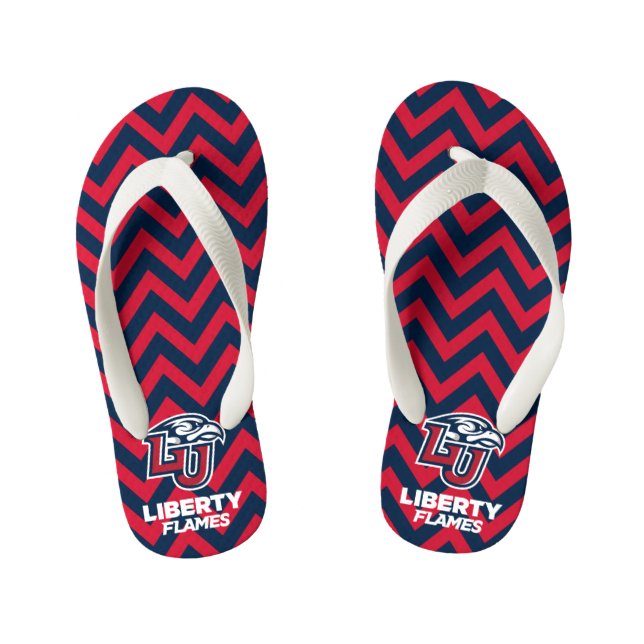 Liberty University Chevron Pattern Kid's Flip Flops (Footbed)