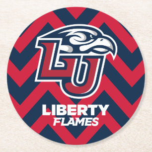 Liberty University Chevron Pattern Round Paper Coaster