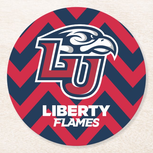 Liberty University Chevron Pattern Round Paper Coaster (Front)