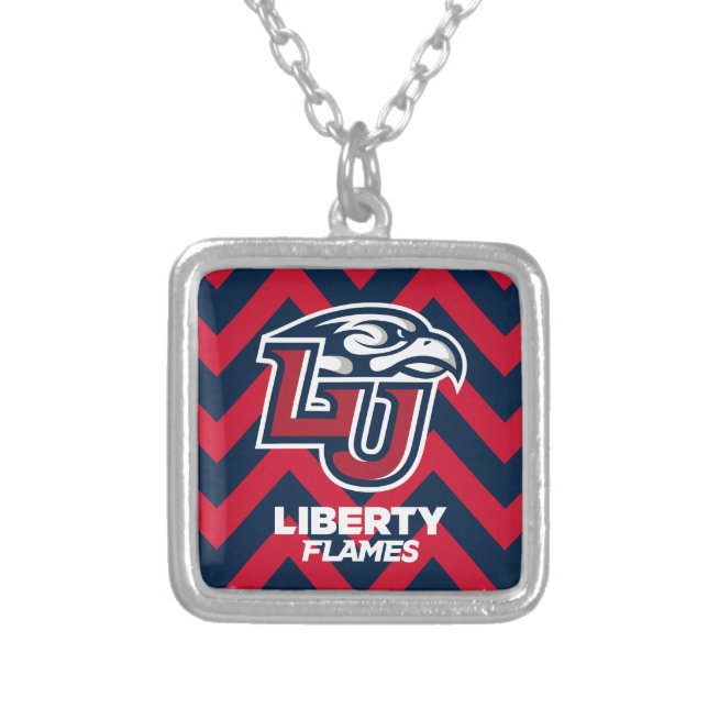 Liberty University Chevron Pattern Silver Plated Necklace (Front)