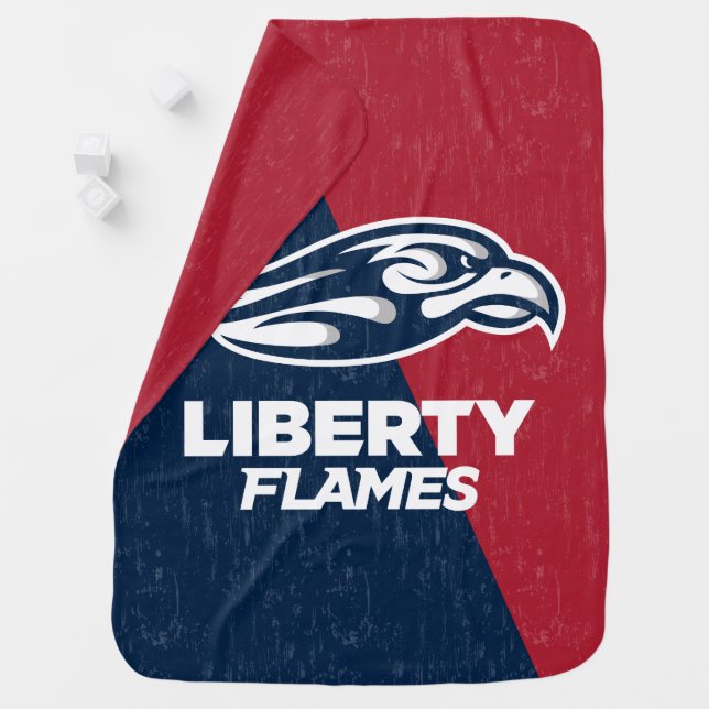 Liberty University Color Block Distressed Baby Blanket (In Situ)