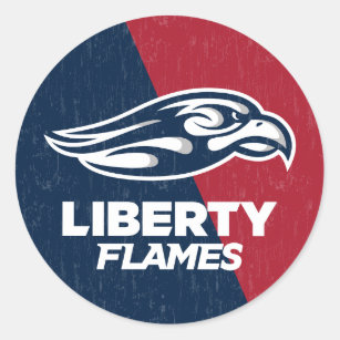 Liberty University Color Block Distressed Classic Round Sticker