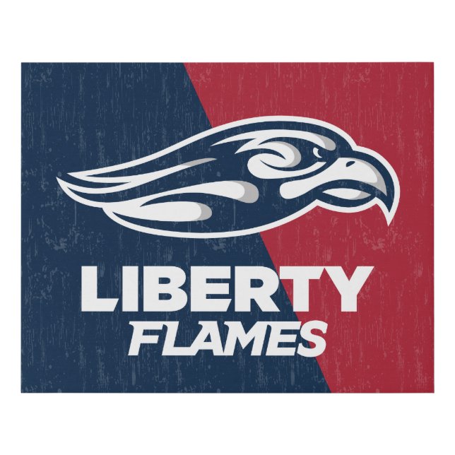 Liberty University Color Block Distressed Faux Canvas Print (Front)
