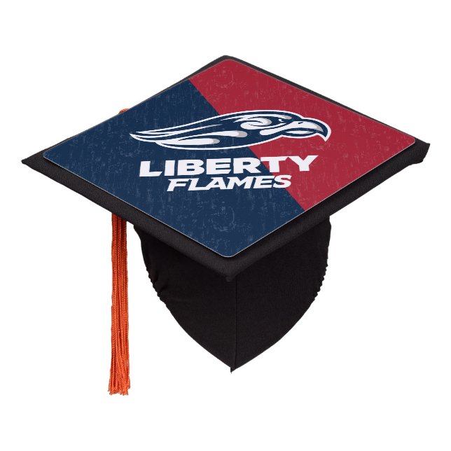 Liberty University Color Block Distressed Graduation Cap Topper (Angled)