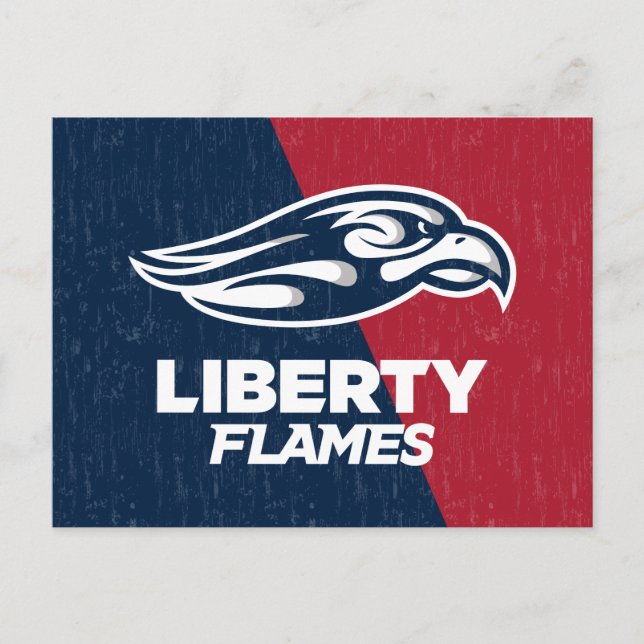 Liberty University Color Block Distressed Invitation Postcard (Front)
