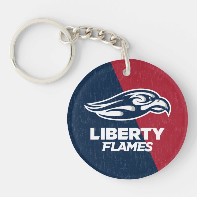 Liberty University Color Block Distressed Keychain (Front)