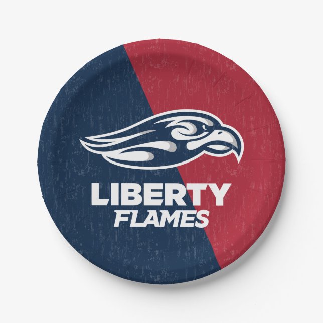 Liberty University Color Block Distressed Paper Plates (Front)