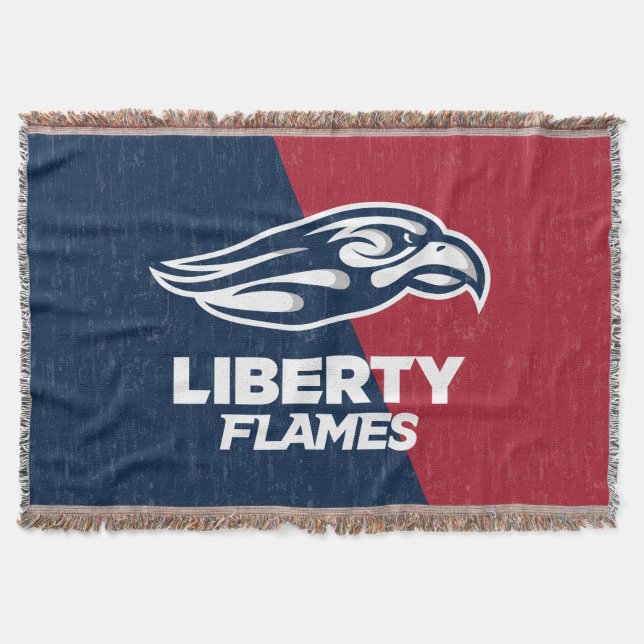 Liberty University Color Block Distressed Throw Blanket (Front)