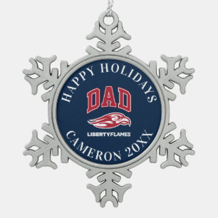 Liberty University Dad Snowflake Pewter Christmas Ornament