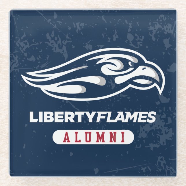 Liberty University Distressed Alumni Glass Coaster (Front)