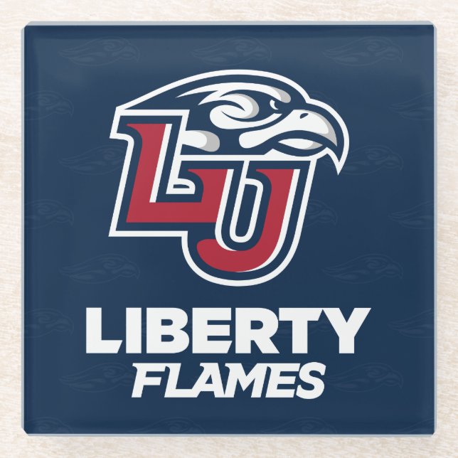Liberty University Logo Watermark Glass Coaster (Front)