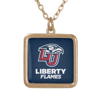 Liberty University Logo Watermark Gold Plated Necklace by LibertyFlames at Zazzle