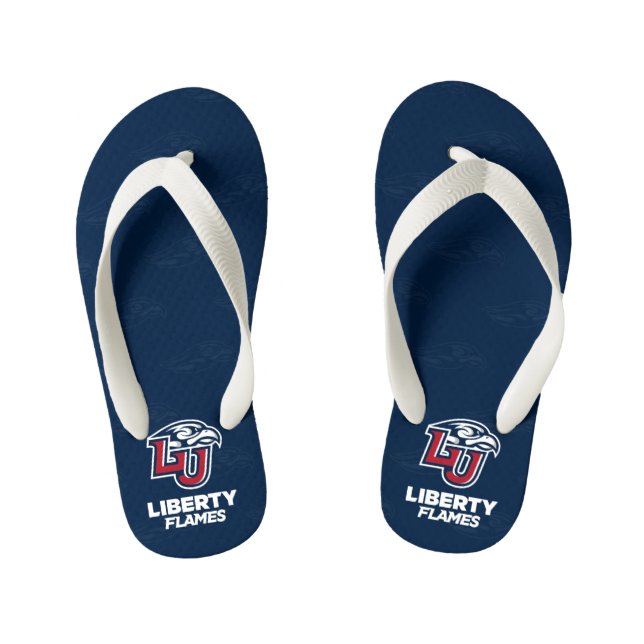 Liberty University Logo Watermark Kid's Flip Flops (Footbed)