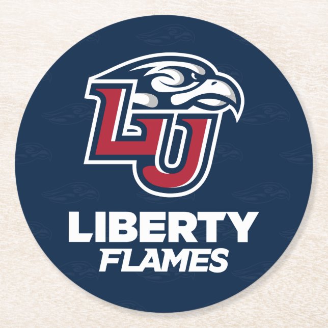 Liberty University Logo Watermark Round Paper Coaster (Front)