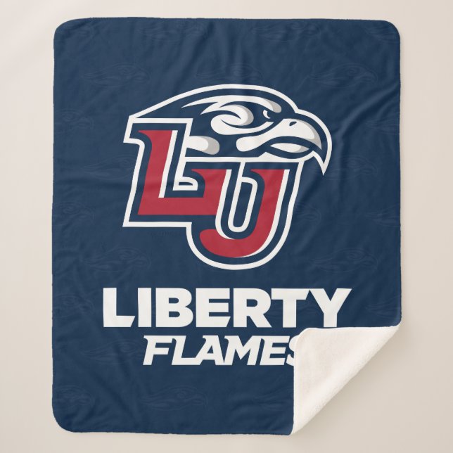 Liberty University Logo Watermark Sherpa Blanket (Front)