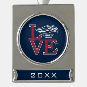 Liberty University Love Silver Plated Banner Ornament