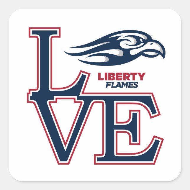 Liberty University Love Square Sticker (Front)