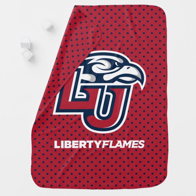 Liberty University Polka Dot Pattern Baby Blanket (In Situ)
