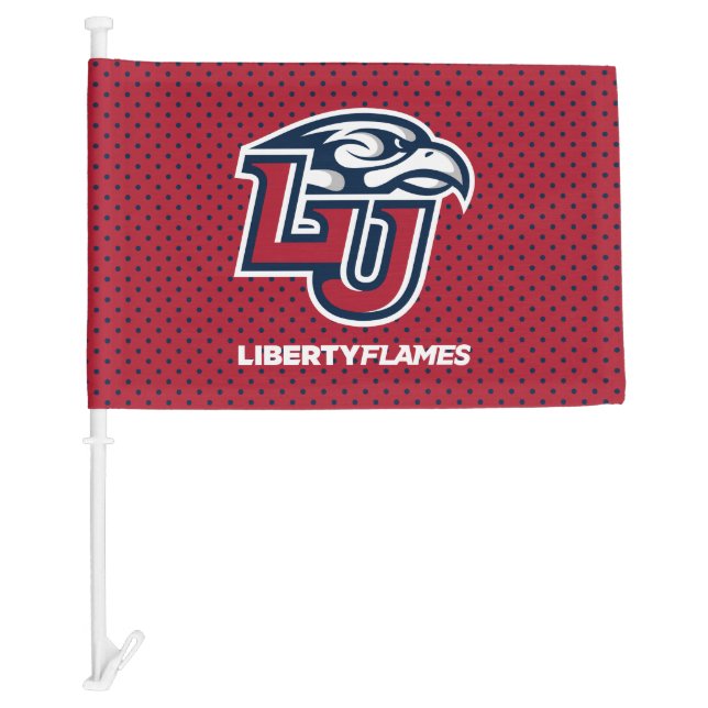 Liberty University Polka Dot Pattern Car Flag (Front)