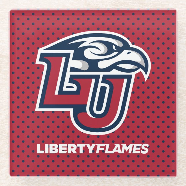 Liberty University Polka Dot Pattern Glass Coaster (Front)