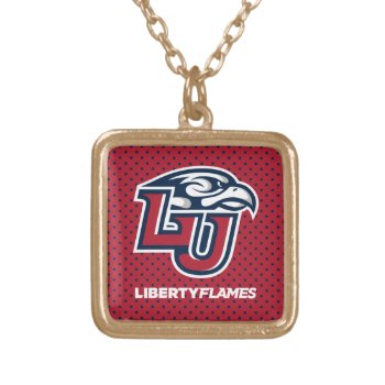 Liberty University Polka Dot Pattern Gold Plated Necklace by LibertyFlames at Zazzle
