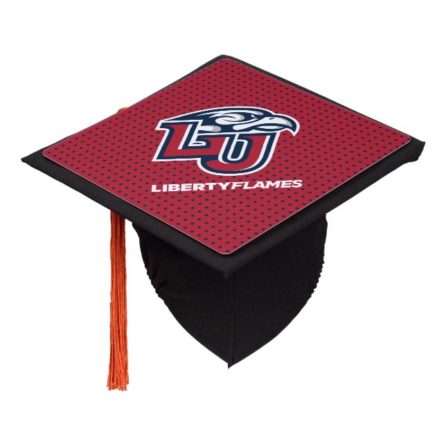Liberty University Polka Dot Pattern Graduation Cap Topper (Angled)