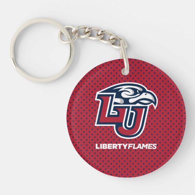 Liberty University Polka Dot Pattern Keychain (Front)
