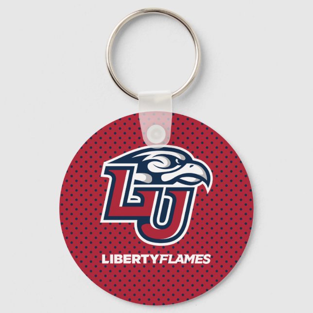 Liberty University Polka Dot Pattern Keychain (Front)