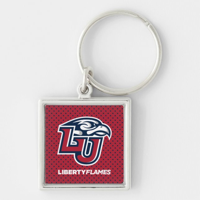 Liberty University Polka Dot Pattern Keychain (Front)