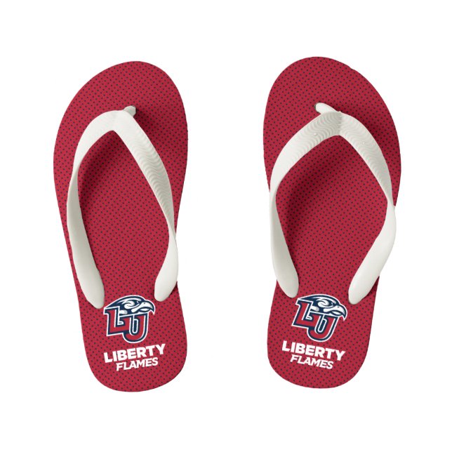 Liberty University Polka Dot Pattern Kid's Flip Flops (Footbed)